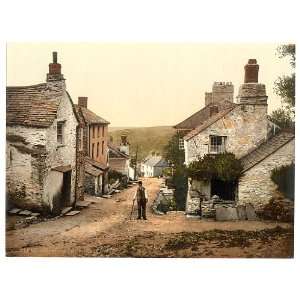   Stickers or Labels Victorian Photochrom Boscastle The Village Street