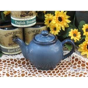  Ceramic 2 cup Brown Betty Teapot, Cadet Blue Kitchen 