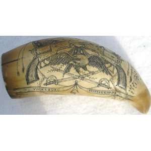 Vicksburg Mississippi Steamboat CSA Scrimshaw Whale Tooth Replica