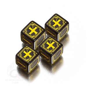   of 4   Carved Ancient Fudge d6 Black & Yellow Fudge Dice Toys & Games