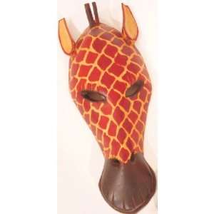    14 Carved Wood Wooden Giraffe Mask   Made in Kenya
