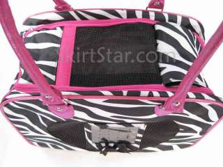 DOG CARRIER pet CAT ZEBRA Pink TRAVEL puppy NYLON purse bag black 