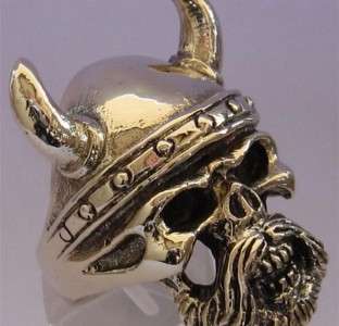 In Stock Sale Bronze Viking Biker Skull Ring Size 16    