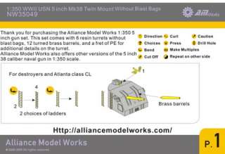 Alliance Model Works 1350 WWII USN 5 38 Cal Mk38 Twin Mt w/o 