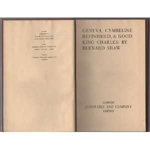   Cymbeline Refinished & Good King Charles George Bernard Shaw Books