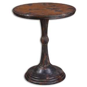   Accent Table Aged Oak & Mahogany Veneers Showing Traces Of Black Paint