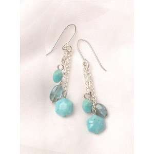   Turquoise and Apatite   Three Chain Earrings Curious Designs Jewelry