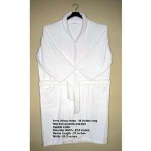  New   White Plush Terry Velour Robe Collar SPA Bathrobe 