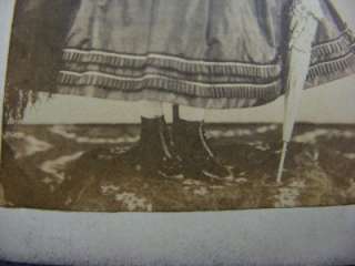 VICTORIAN POST MORTEM CDV PHOTO BEAUTIFUL GIRL & PARASOL  