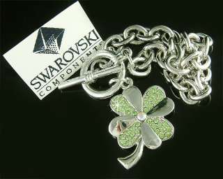 Swarovski Austrian Crystal ~Green 4 leaf CLOVER SHAMROCK Flower 