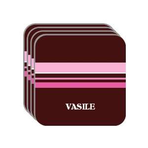 Personal Name Gift   VASILE Set of 4 Mini Mousepad Coasters (pink 