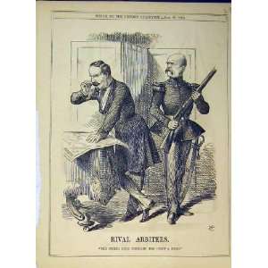  1866 Rival Arbiters Men Reading Paper Rifle Gun Soldier 
