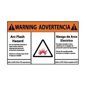 WGA34AP   Warning, Arc Flash Hazard, Bilingual, 3 X 5, Pressure 