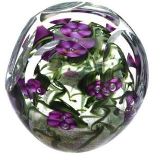  Faceted Violet Floral Paperweight Limited Edition of 250 