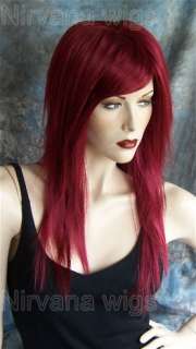 AMAZING Wicked Goth Burgundy Red Layers Long Wig/ Wigs  