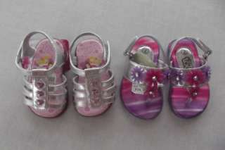 Girls Shoes Sandals LOT Teeny Toes New NWT Size 2 Infant Silver Purple 