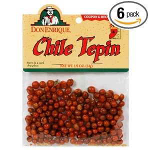 Don Enrique Tepin Dried Chiles, 0.5 Ounce Bags (Pack of 6)