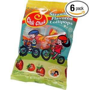 Osem Chik Chak Strawberry Lollipops, 5.3 Ounce Bags (Pack of 6 