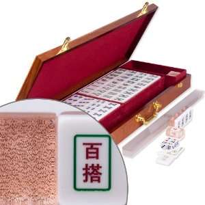  Taiwan Baida Mahjong with Wood Case   Rose Gold Toys & Games