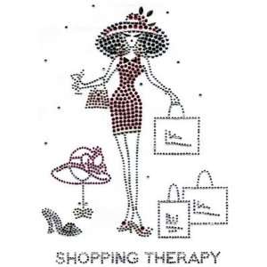 Rhinestone Transfer/SHOPPING THERAPY Gal w/Shoe & Hat/Shopping/Girly 