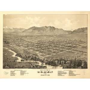  1874 Birds eye map of Ogden City, Utah