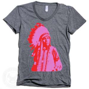   CHIEF   Native Headdress American Apparel Ladies TR301 Track T Shirt