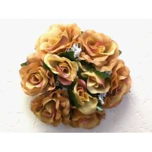  Set of 6 BROWN Rose Flower 3 Candle Rings