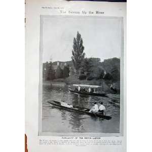  1906 Rowing Boats River Trees Flag Houses Photograph