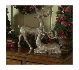 Piece Resin Glittered Deer Set by Valerie Christmas GOLD Sparkle 
