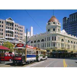 Tram in Cathedral Square, Christchurch, New Zealand, Australasia 