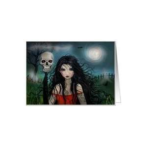 Halloween Samhain Card   Witch, Skull, Ghosts Card