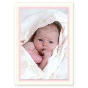  Pink Scalloped Photo Birth Announcement Health & Personal 