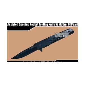  Assisted Opening Pocket Folding Knife W Black Mother Of 