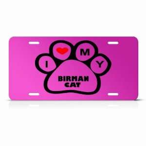 Birman Cats Pink Novelty Animal Metal License Plate Wall Sign Tag