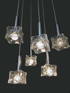 60s KALMAR Faceted Crystal CHANDELIER Pendant Lamp  