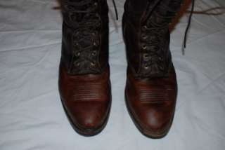   VINTAGE CHIPPEWA WESTERN LEATHER LACE UP WORK BOOTS SZ 12 USA MADE