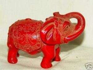 Tibet beautiful red coral carved elephant  