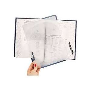   Magnifier sheet provides instant magnification of an entire page. Made
