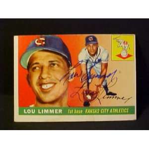 Lou Limmer Kansas City Athletics #54 1955 Topps Autographed Baseball 