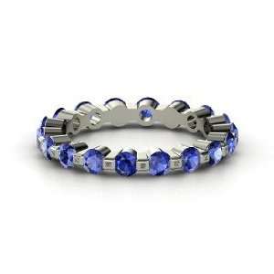 Dot Dash Band, Platinum Ring with Sapphire