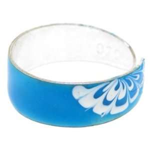    925 Sterling Silver TEAL Hand Painted HIPPY Toe Ring Jewelry