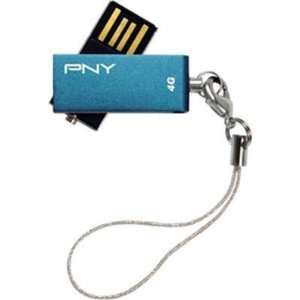  Pny Technologies Micro Swivel Attach 4 Gb Flash Drive Blue Usb 