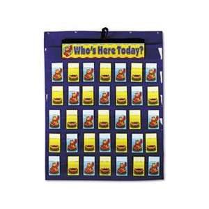Attendance/Multiuse Pocket Chart, 35 Pockets/Two Sided Cards, Blue, 30