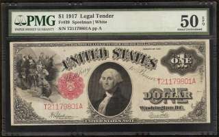AU LARGE 1917 $1 DOLLAR BILL UNITED STATES LEGAL TENDER RED SEAL NOTE 