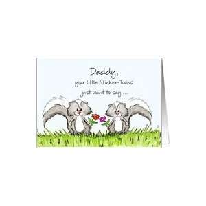  Twins   Birthday Awesome Dad of Twins with two Skunks Card 
