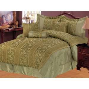  11 Piece Sage Jacquard Regalia Bed in a Bag Set Queen 