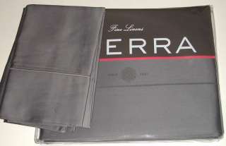 Sferra Antonia Queen Flat Sheet & 2 Pillowcases Dark Gray Egyptian 