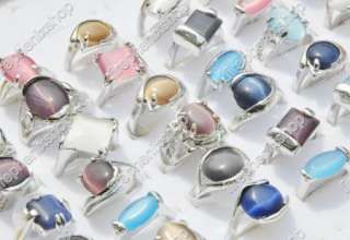 wholesale lots of 25pieces Cat Eye stone silver rings  