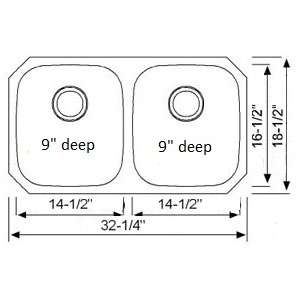 32 Kitchen sink double bowl undermount CSA KS 802  