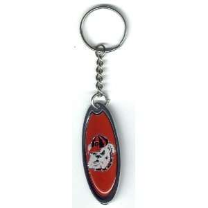  Red Metal Domed Holographic Keychain W/UGA Logo